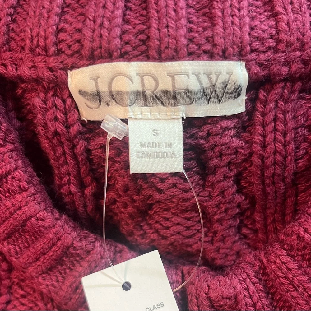 J.Crew Cable-knit crewneck sweater in vivid mulberry